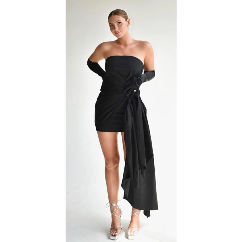 The Drop Women's Black Side Bow Mini Dress